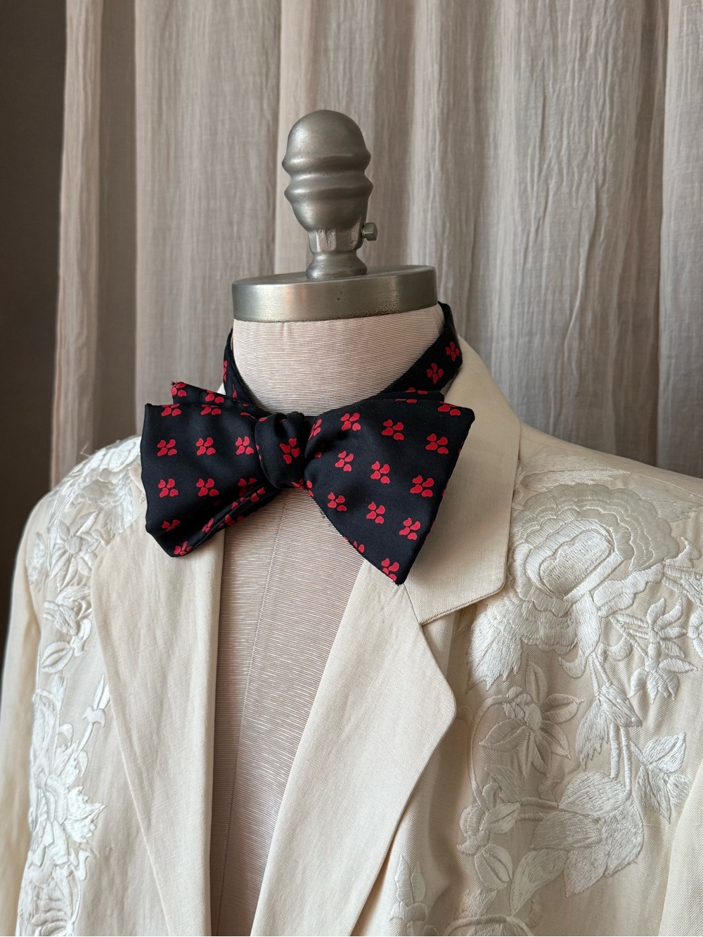 Rare Vintage Yves Saint Laurent Silk Bow Tie Made in Italy YSL 70s 80s Designer